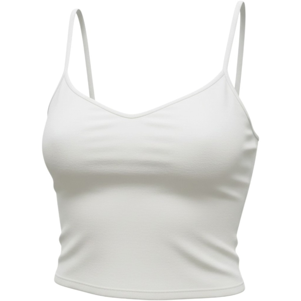 Moda International White Cotton Blend Spaghetti Strap V-Neck Camisole Top Small